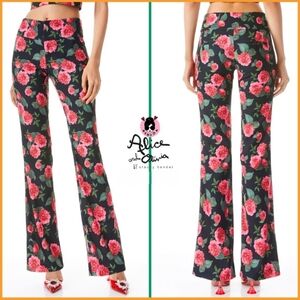 NWT! Alice + Olivia Olivia Floral Fit-and-Flare Boot-Cut Pants